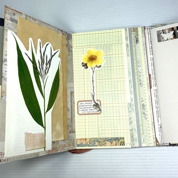 Junk Journal  Folio Waterfall Pages Altered Paper Sampler Booklet Fabric Cover - Picture 13 of 16